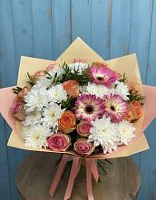 Букет цветов из:  Розы, Герберы и Хризантемы в Называевске